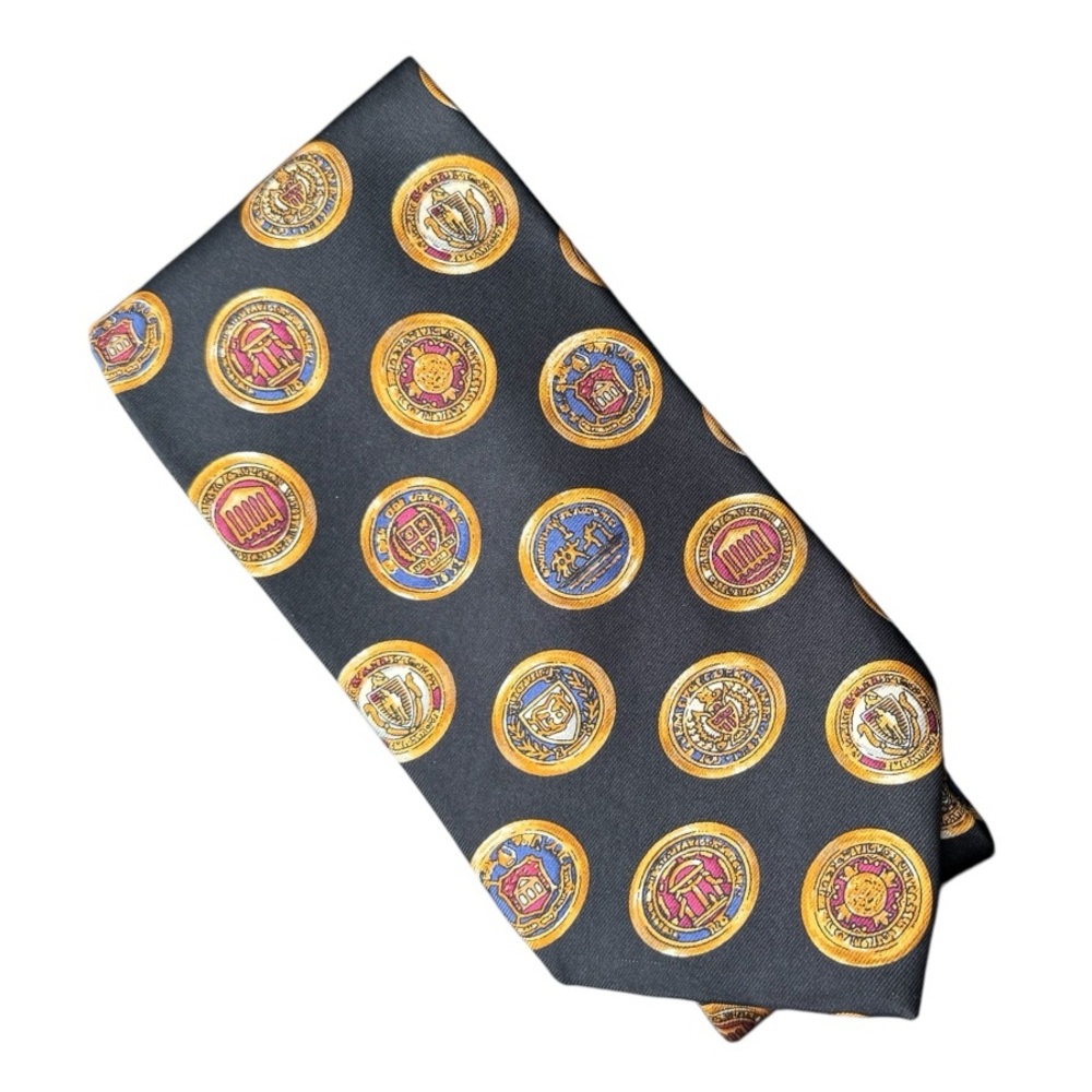Robert Talbott Hand-sewn Silk Tie w/. Emblems/Seals/Medallions